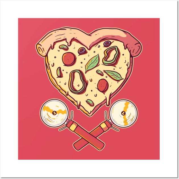Heart Shaped Pizza Slice with Cutters Wall Art by SLAG_Creative